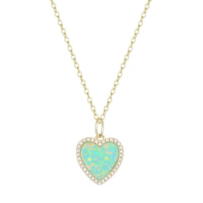 Kamaria Women's Opal Heart Necklace With Crystals - Light Green