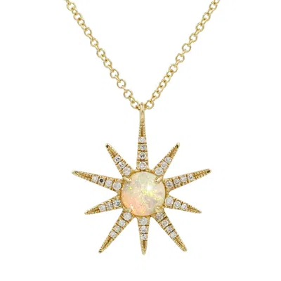 Kamaria Women's Opal Starburst Necklace With Diamonds