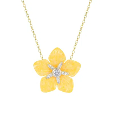 Kamaria Women's Orange Carved Opal Flower Necklace With Crystals - Tangerine