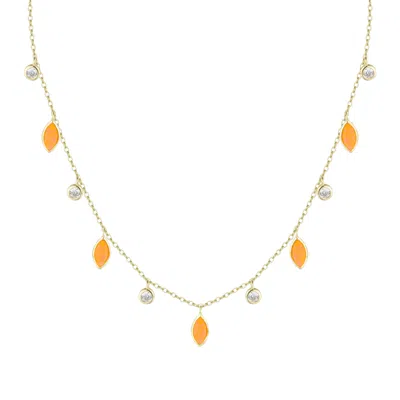 Kamaria Women's Orange / Gold Drops Of Spring Opal Necklace - Orange