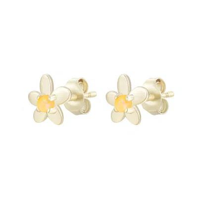 Kamaria Women's Orange Mini Flower Opal Stud Earrings - Tangerine In Gold