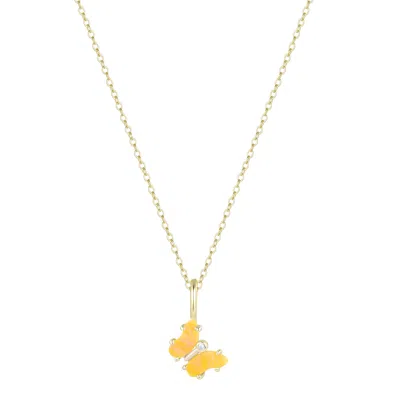 Kamaria Women's Orange Mini Opal Butterfly Charm Necklace - Tangerine