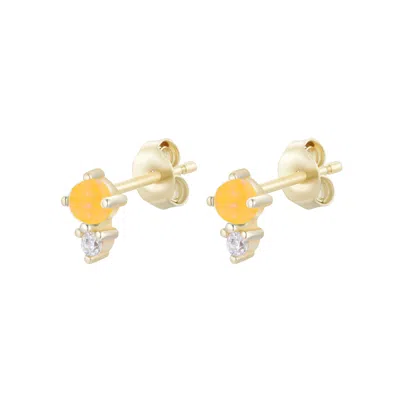 Kamaria Women's Orange Opal & Crystal Seed Stud Earrings - Tangerine In Gold