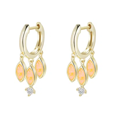 Kamaria Women's Orange Opal Boho Shaker Huggie Earrings - Tangerine In Gray