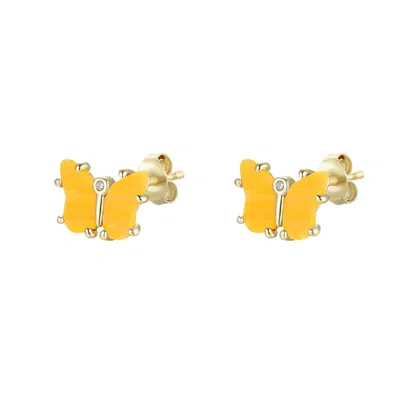 Kamaria Women's Orange Opal Butterfly Stud Earrings - Tangerine