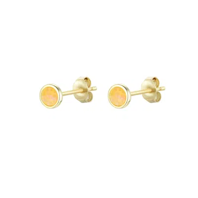 Kamaria Women's Orange Round Opal Stud Earrings - Tangerine In Gold