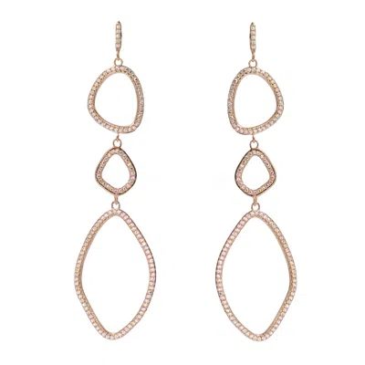 Kamaria Women's Organic Triple Shape Dangle Earrings - Rose Gold