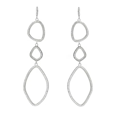 Kamaria Women's Organic Triple Shape Dangle Earrings - Silver
