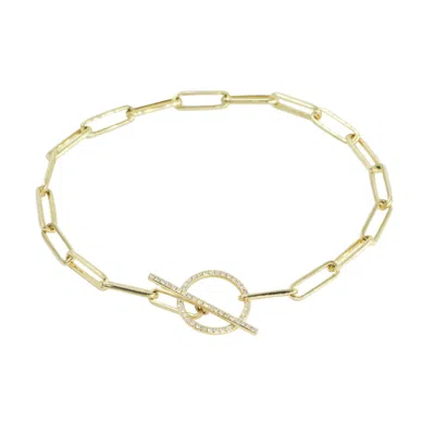 Kamaria Women's Paperclip Chain Bracelet With Diamond Clasp In Gold