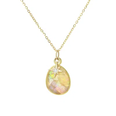 Kamaria Women's Peach Tourmaline Necklace With Diamond And Gold Star Charm