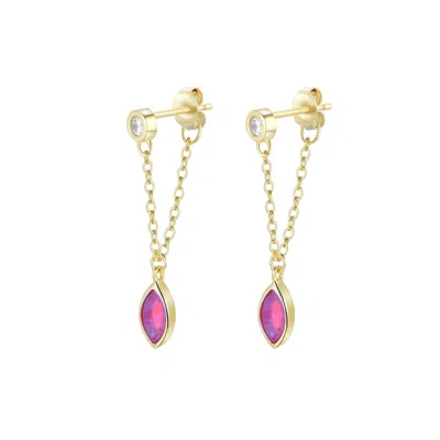 Kamaria Women's Pink Full Swing Opal Earrings - Fuchsia