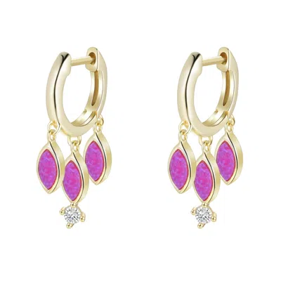 Kamaria Women's Pink Opal Boho Shaker Huggie Earrings - Fuchsia