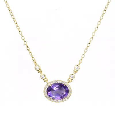 Kamaria Women's Pink / Purple Aura Purple Amethyst Gemstone Necklace In Gold