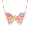 Kamaria Women's Pink / Purple Caribbean Sunset Topaz Butterfly Necklace With Diamonds