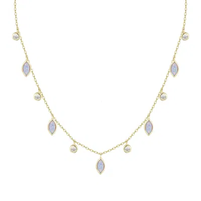 Kamaria Women's Pink / Purple / Gold Opal Drops Of Spring Necklace - Lavender In White