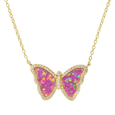 Kamaria Women's Pink / Purple Opal Butterfly Pink In Gold