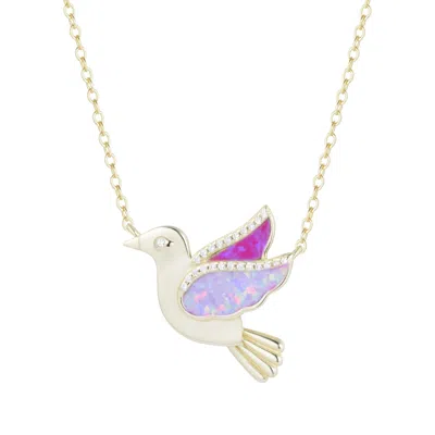 Kamaria Women's Pink / Purple Opal Dove Bird Necklace With Crystals - Lavender & Fuchsia In Multi