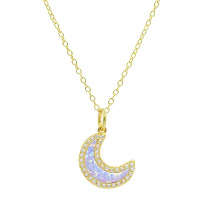 Kamaria Women's Pink / Purple Opal Moon Necklace - Lavender In Gold