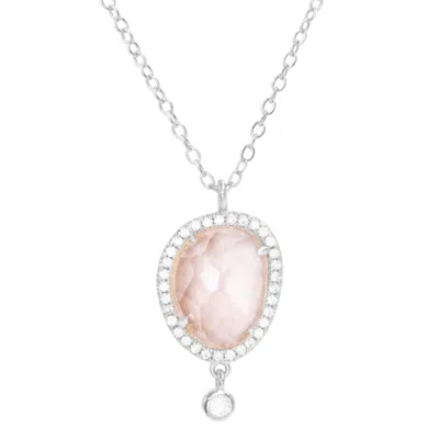Kamaria Women's Pink / Silver Johari Lab Created Gemstone Necklace With Crystals - Morganite Silver In Multi