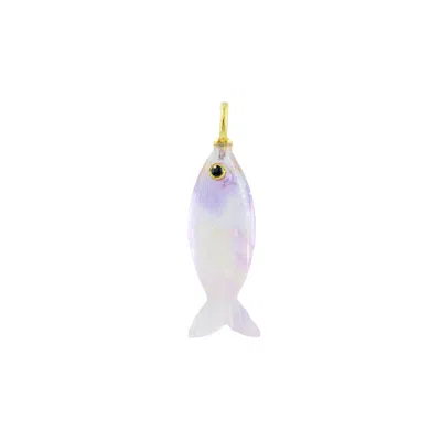 Kamaria Women's Purple Amethyst Gemstone Pendant With Topaz - Fish