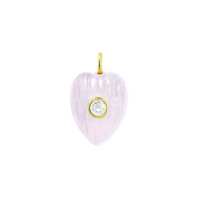 Kamaria Women's Purple Amethyst Gemstone Pendant With Topaz - Heart