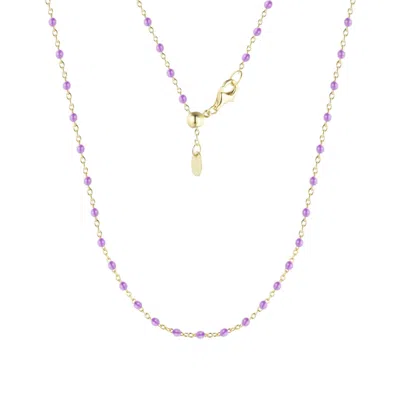 Kamaria Women's Purple Enamel Beaded Chain Necklace - Lavender In Gold