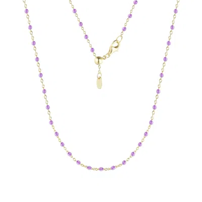 Kamaria Women's Purple Enamel Beaded Chain Necklace - Lavender Enamel