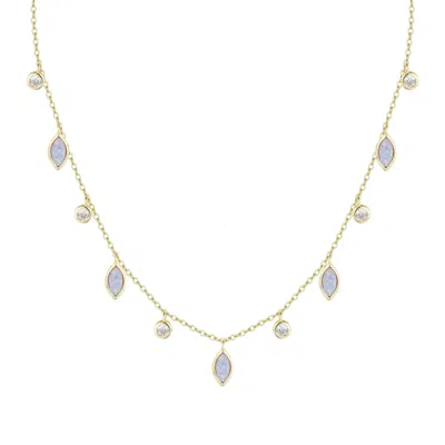 Kamaria Women's Purple / Gold Drops Of Spring Opal Necklace - Lavender In Multi