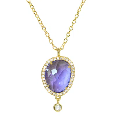 Kamaria Women's Purple / Gold Johari Lab Created Gemstone Necklace With Crystals - Tanzanite Gold In Multi