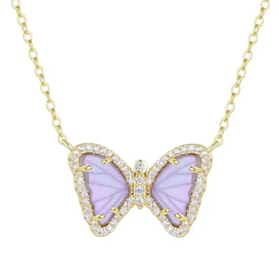Kamaria Women's Purple Mini Mother-of-pearl Butterfly Necklace - Lavender Pearl