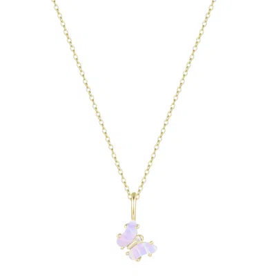 Kamaria Women's Purple Mini Opal Butterfly Charm Necklace - Lavender