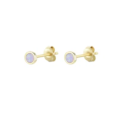 Kamaria Women's Purple Mini Round Opal Stud Earrings - Lavender In Red