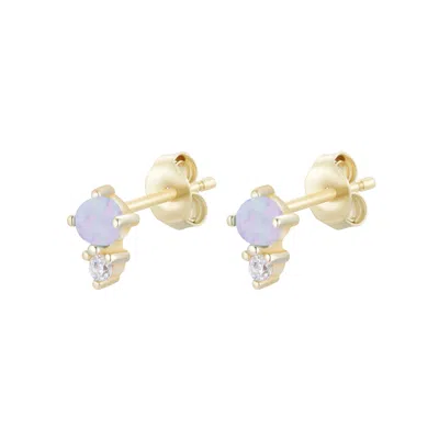Kamaria Women's Purple Opal & Crystal Seed Stud Earrings - Lavender In Gold