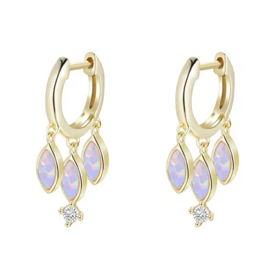 Kamaria Women's Purple Opal Boho Shaker Huggie Earrings - Lavender In Gold