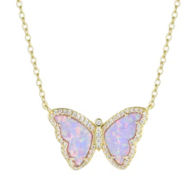 Kamaria Women's Purple Opal Butterfly Necklace - Lavender