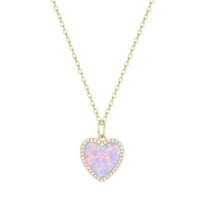 Kamaria Women's Purple Opal Heart Necklace With Crystals - Lavender