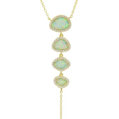 Kamaria Women's Quad Pebble Opal Lariat Necklace - Light Green In Multi