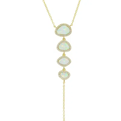 Kamaria Women's Quad Pebble Opal Lariat Necklace - White In Burgundy