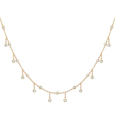 Kamaria Women's Rain Drop Choker Necklace With Crystals - Rose Gold