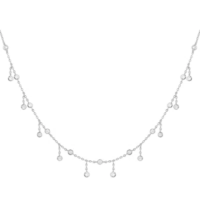 Kamaria Women's Rain Drop Choker Necklace With Crystals - Silver