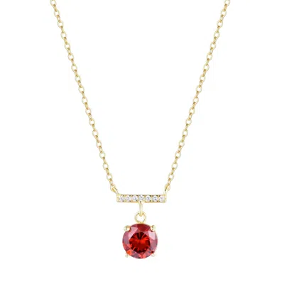 Kamaria Women's Red Birthstone Solitaire & Crystal Bar Necklace - January