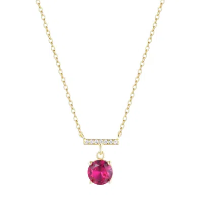 Kamaria Women's Red Birthstone Solitaire & Crystal Bar Necklace - July