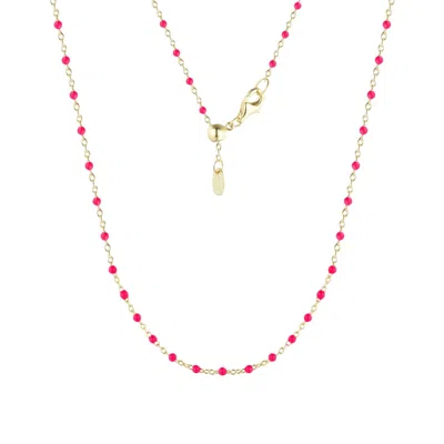 Kamaria Women's Red Enamel Beaded Chain Necklace - Fuchsia In Pink