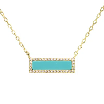 Kamaria Women's Reflection Turquoise Bar Necklace With Crystals - Gold