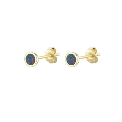 Kamaria Women's Round Opal Stud Earrings - Black