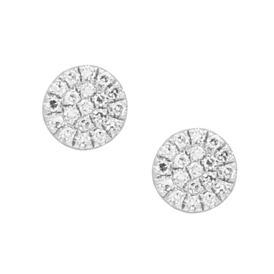 Kamaria Women's Silver Diamond Disk Studs - White Gold In Metallic