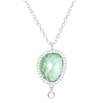 Kamaria Women's Silver / Green Johari Lab Created Gemstone Necklace With Crystals - Paraiba Silver In Multi