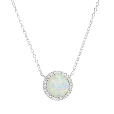 Kamaria Women's Silver / White Beacon Opal Circle Necklace With Crystals - White Silver In Multi