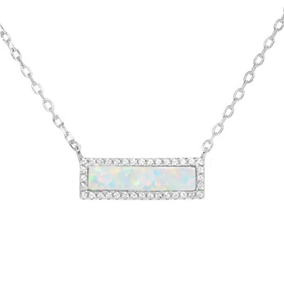 Kamaria Women's Silver / White Reflection Opal Bar Necklace - White Silver In Multi