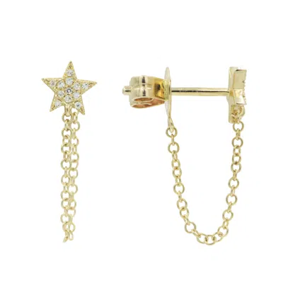 Kamaria Women's Star Chain Diamond Stud Earrings - Gold